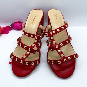 XYD Open Toe High Chunky Heel Slide Mule Sandals